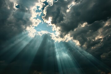 The sun breaking through the clouds in a beautiful sky