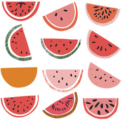 abstract watermelon slices,seamless pattern  in the style of minimalist graphic designer generate with AI