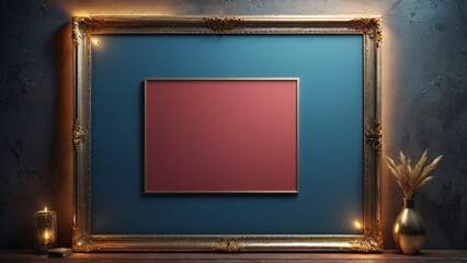 Gold Frame With Red Square - Classic, Elegant, and Captivating