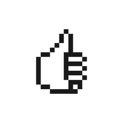 Fototapeta premium Pixel human hand like sign minimalist vector illustration. Retro game.