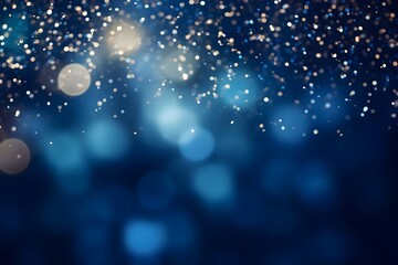 Abstract blue bokeh background texture with glitter twinkling lights