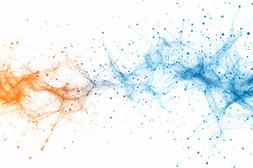 Abstract network connections with blue and orange nodes