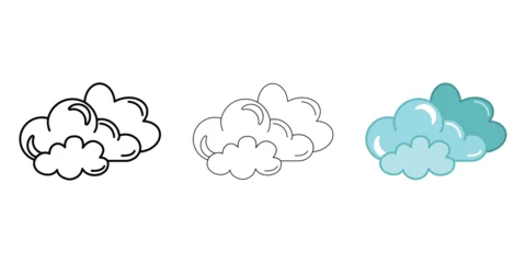Fotobehang Clouds Weather Icon vector image on white background. Three icons thick, thin, colored outline. Can be used for mobile apps, web apps and print media © Ekaterina