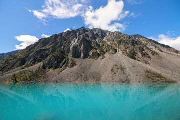Turquoise Lake with mountain views