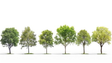 Obraz premium Collection of trees isolated on white background