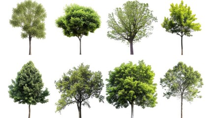 Collection of trees isolated on white background - obrazy, fototapety, plakaty