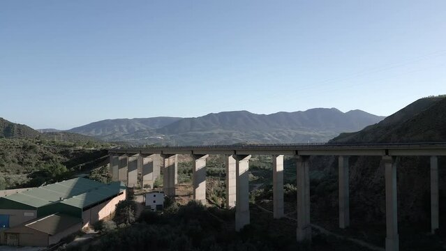 Drone footage of the A44 motorway viaduct at Mondujar, Granada, Spain