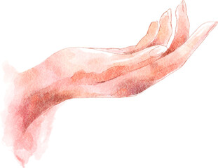 Fototapeta premium Gently human hand . Watercolor painting design . PNG .