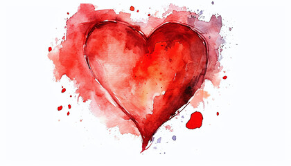 Watercolor Red Heart: Concept of Love, Relationship, and Art 