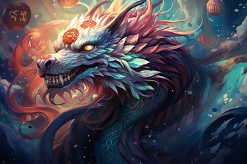 a Chinese dragon, a mythic creature renowned in East Asian culture; the mythic grandeur of the dragon