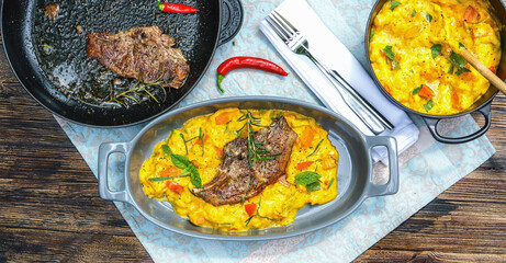 Kürbisgemüse Lamm Kotelette 