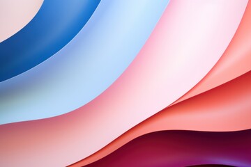 A blue, pink, and red paper wallpaper, in the style of light pink and light peach, colorful curves