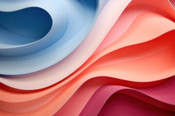 A blue, pink, and red paper wallpaper, in the style of light pink and light peach, colorful curves
