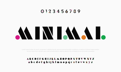 Minimal abstract alphabet fonts. Typography technology, electronic, movie, digital, music, future, logo creative font. vector illustration - obrazy, fototapety, plakaty