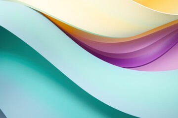 A green, yellow, and purple paper wallpaper, in the style of light turquoise and light peach