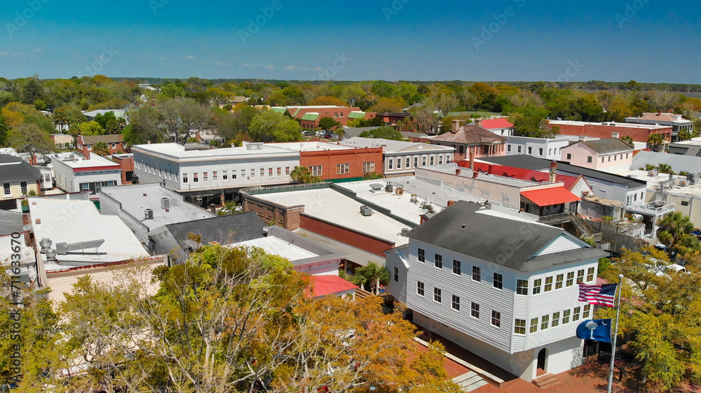 Sticker Charleston skyline from drone, South Carolina