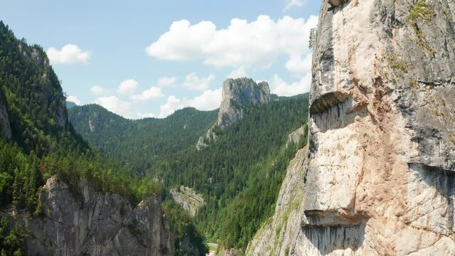 Bicaz Gorges (Cheile Bicazului in Romanian language). 4K aerial video with this amazing mountain landmark in Transylvania and Moldova, Romania.