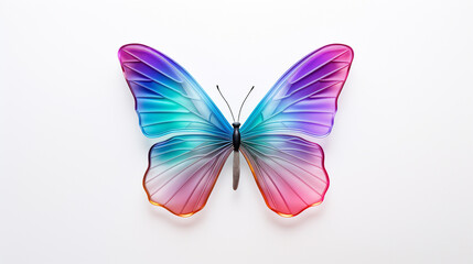 Fototapeta premium A butterfly made of colored glass on a white background