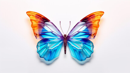 Fototapeta premium A butterfly made of colored glass on a white background