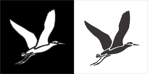 Illustration vector graphics of stork flying icon