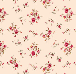 Seamless watercolor floral pattern - pink blush flowers elements, green leaves branches on dark black background; for wrappers, wallpapers, postcards, greeting cards, wedding invites, romantic events.