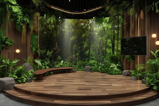 Immersive Virtual Studio Enhancing Tv Show Experience With Stunning Forest Backdrop