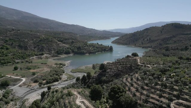 Drone footage of the Beznar Reservoir, Granada, Spain