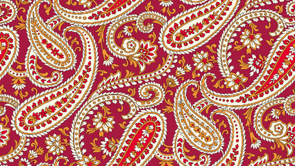 patchwork floral pattern with paisley and indian flower motifs. damask style pattern for textil and decoration
