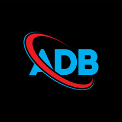 ADB logo. ADB letter. ADB letter logo design. Initials ADB logo linked with circle and uppercase monogram logo. ADB typography for technology, business and real estate brand.