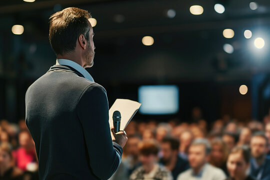 Captivating Business Audience: Motivational Speaker Takes The Stage At A Dynamic Event