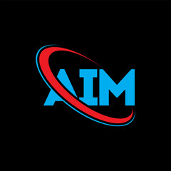 AIM logo. AIM letter. AIM letter logo design. Initials AIM logo linked with circle and uppercase monogram logo. AIM typography for technology, business and real estate brand. © mamun25g