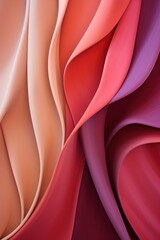 A pink, red, and purple paper wallpaper, in the style of light brown and light peach, colorful curves