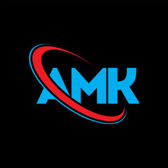 AMK logo. AMK letter. AMK letter logo design. Initials AMK logo linked with circle and uppercase monogram logo. AMK typography for technology, business and real estate brand.