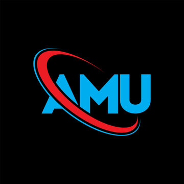 AMU logo. AMU letter. AMU letter logo design. Initials AMU logo linked with circle and uppercase monogram logo. AMU typography for technology, business and real estate brand.