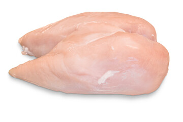 Raw broiler chicken meat isolated on transparent background.