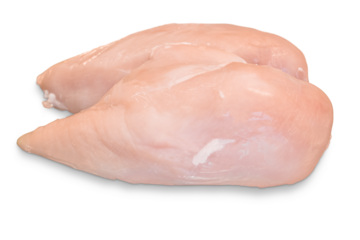 Raw broiler chicken meat isolated on transparent background.