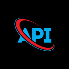 API logo. API letter. API letter logo design. Initials API logo linked with circle and uppercase monogram logo. API typography for technology, business and real estate brand.
