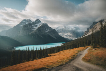 lake and mountains landscape