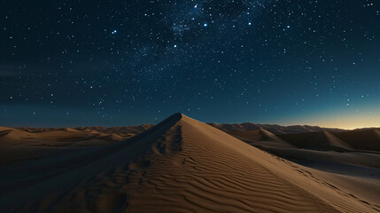 Fototapeta na wymiar Starry Night Over the Sand Dunes.