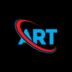 ART logo. ART letter. ART letter logo design. Initials ART logo linked with circle and uppercase monogram logo. ART typography for technology, business and real estate brand.