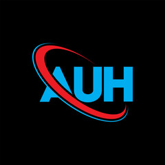 AUH logo. AUH letter. AUH letter logo design. Initials AUH logo linked with circle and uppercase monogram logo. AUH typography for technology, business and real estate brand.
