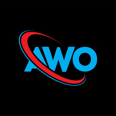 AWO logo. AWO letter. AWO letter logo design. Initials AWO logo linked with circle and uppercase monogram logo. AWO typography for technology, business and real estate brand.