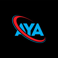 Fototapeta na wymiar AYA logo. AYA letter. AYA letter logo design. Initials AYA logo linked with circle and uppercase monogram logo. AYA typography for technology, business and real estate brand.