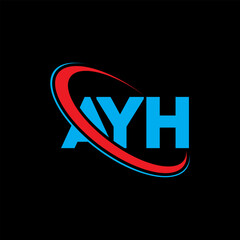 AYH logo. AYH letter. AYH letter logo design. Initials AYH logo linked with circle and uppercase monogram logo. AYH typography for technology, business and real estate brand.