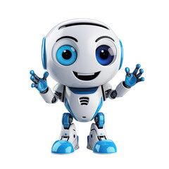 Cute helper robot on transparent or white background generative ai