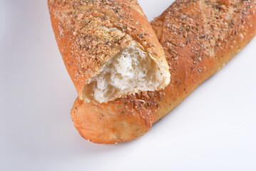 Baked wheat bread with herb seasoning seasoned baguette