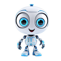 Cute helper robot on transparent or white background generative ai
