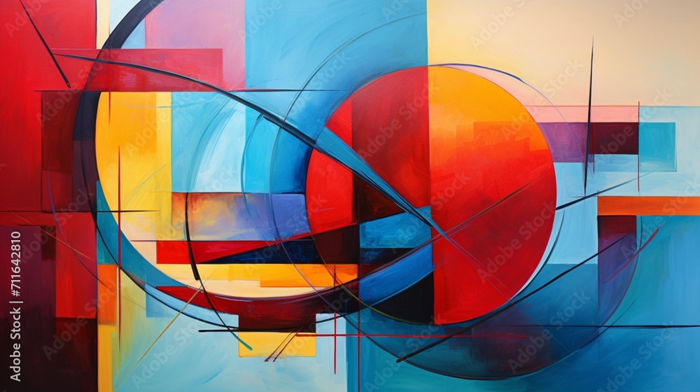 Poster A dynamic abstract art piece with vibrant colors and geometric shapes, allowing for text integration within the expressive composition - Generative AI