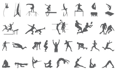 Olympic sports game icon bundle. athlete sports glyph bundle - obrazy, fototapety, plakaty