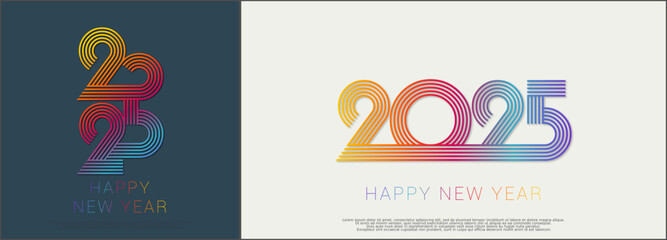 Happy new year - best wishes 2025 with colorful truncated number. Perfect vector for poster, banner, greeting and new year 2025 celebration.	